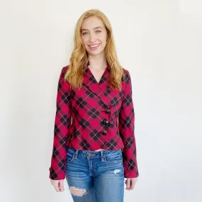 Boston Proper Double Breasted Plaid Blazer Jacket 6