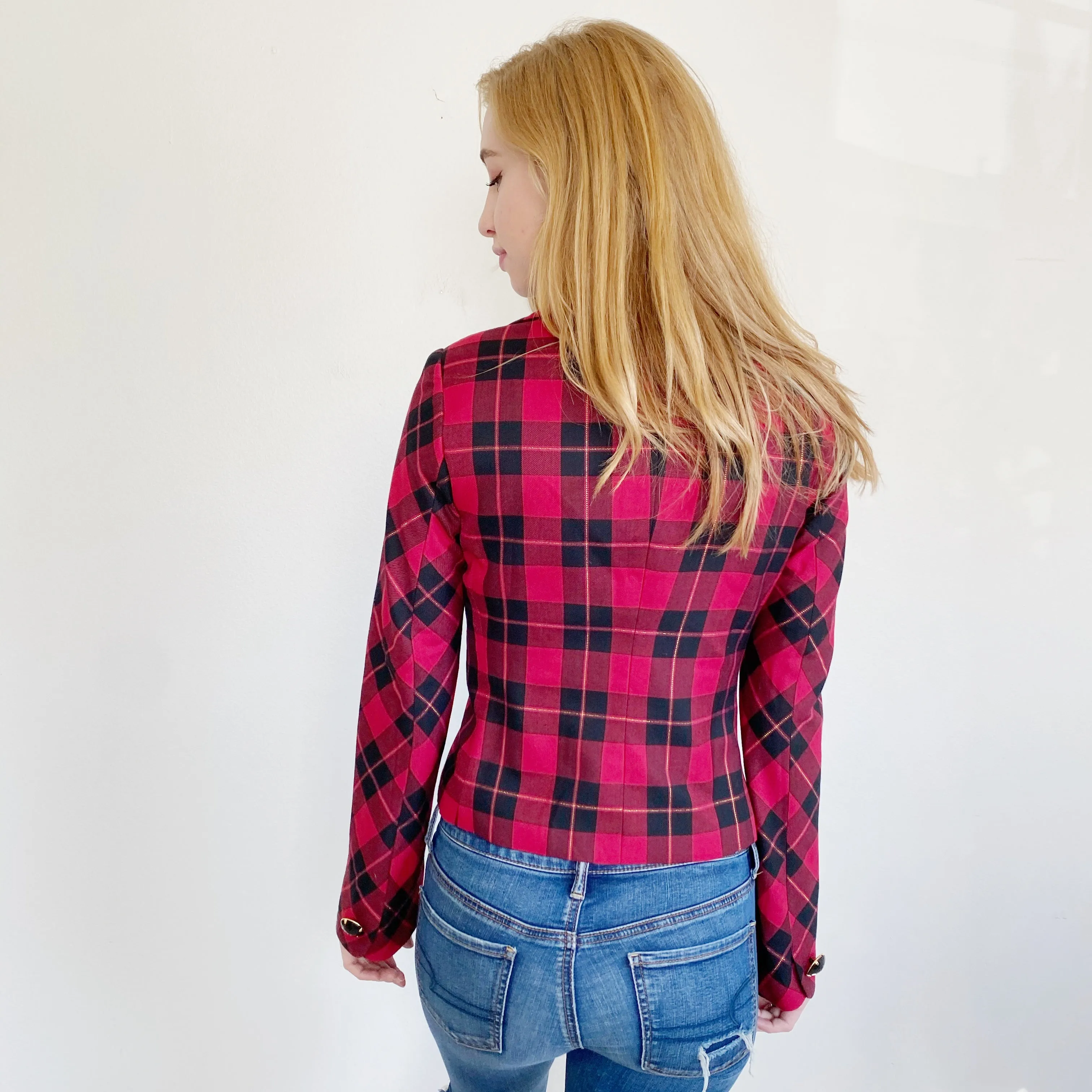 Boston Proper Double Breasted Plaid Blazer Jacket 6