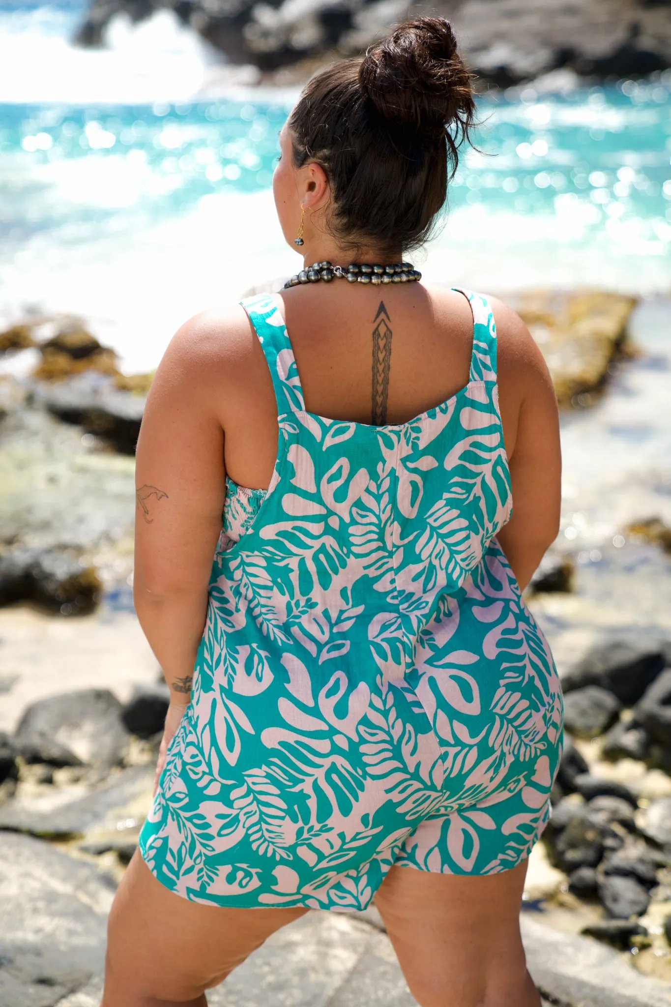 Bridget Short Overall Jumper | Laua'e Fern Aqua