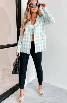 Bruna Plaid Two Piece Blazer Set (Sage)