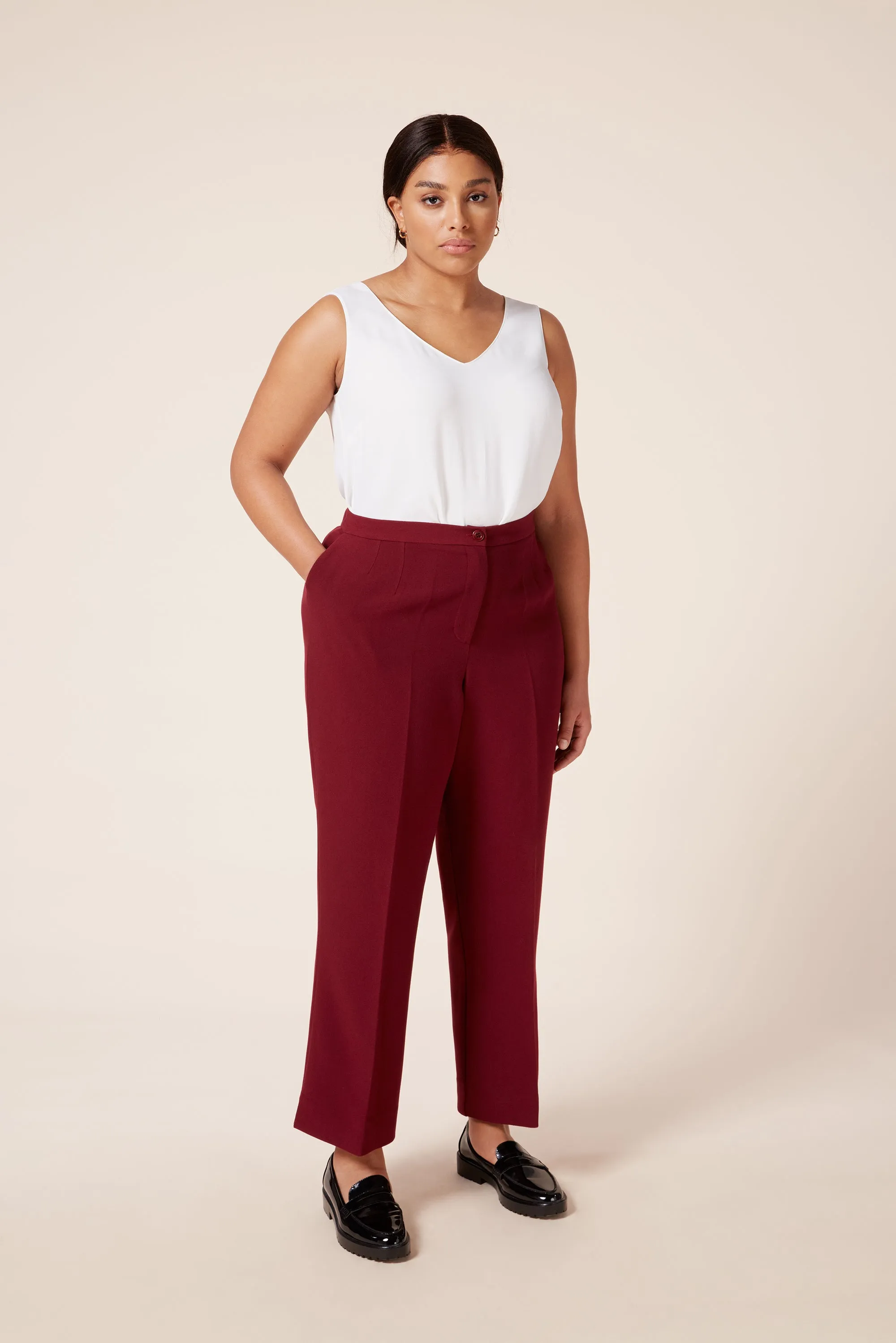 Burgundy Straight Leg Trousers