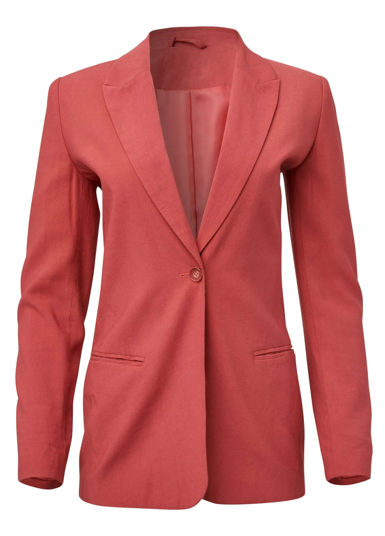 Button-Front Blazer - Rust