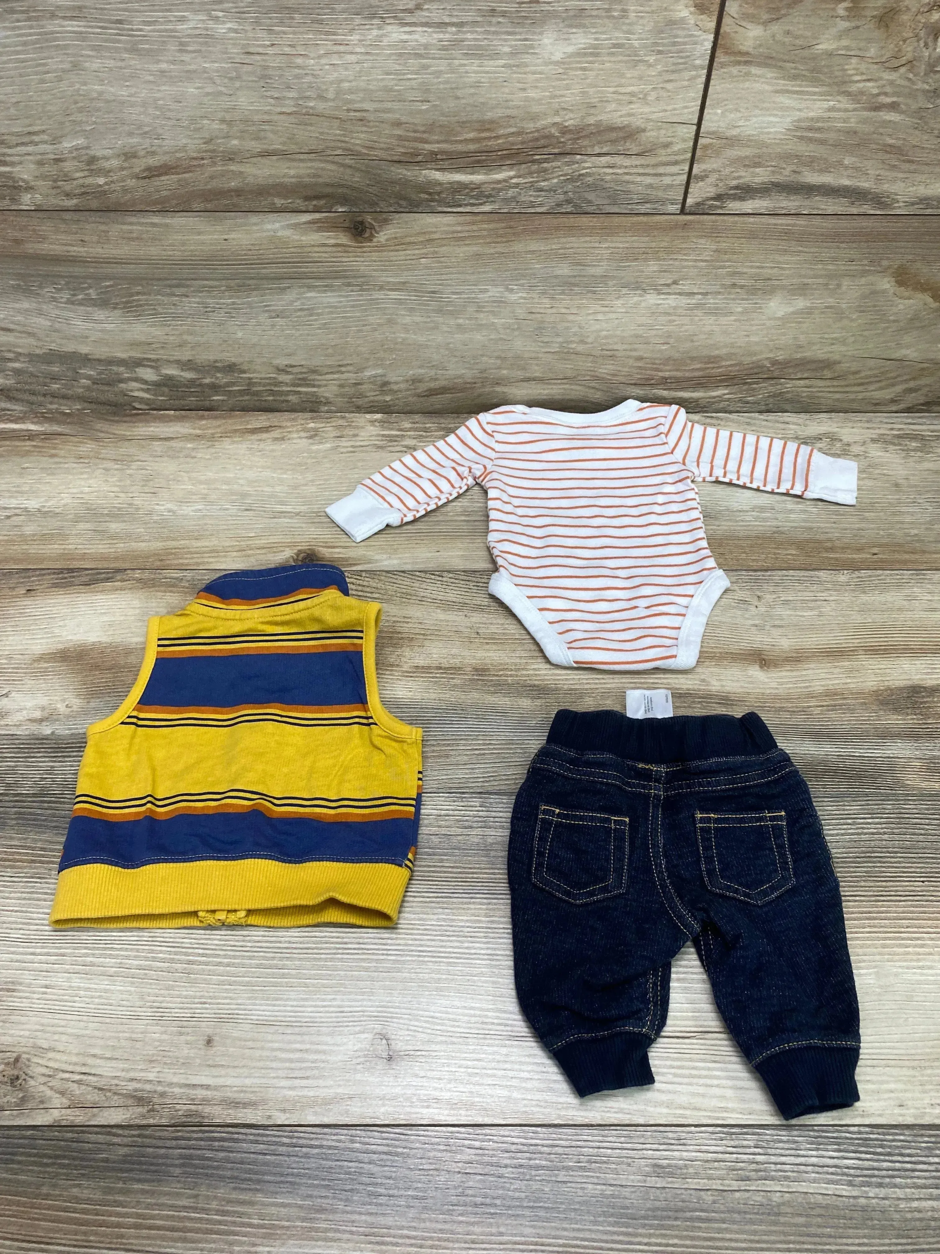 Carter's 3pc Striped Vest Set Yellow/White sz Newborn