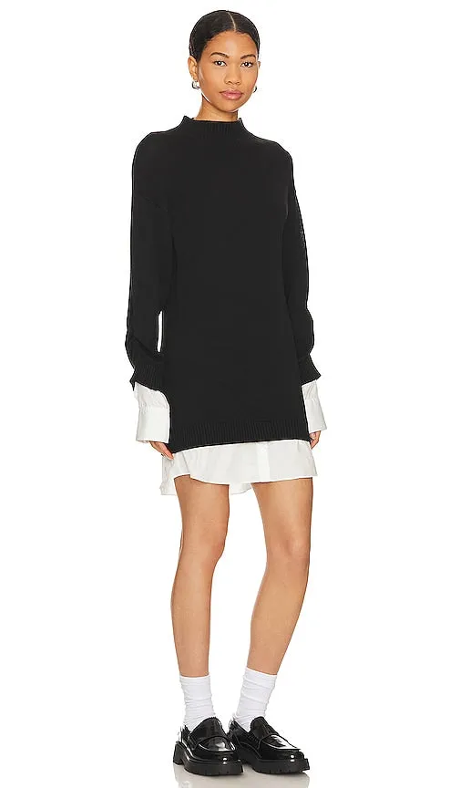 Central Park West Sutton Sweater Shirting Dress in Black
