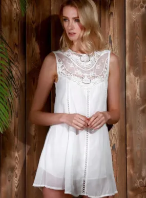 Chiffon Lace  Sleeveless Dress