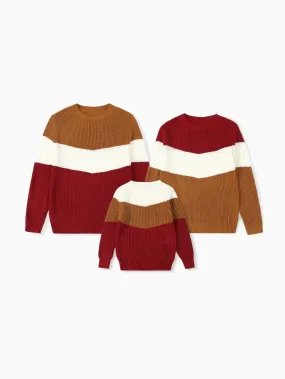 Christmas Colorblock Design Family Matching Sweater Set