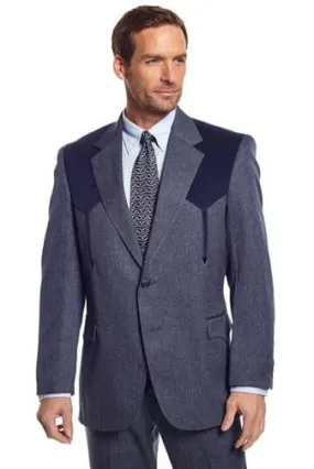 Circle S Mens Heather Navy Polyester Boise Sportcoat Jacket Blazer 40 L