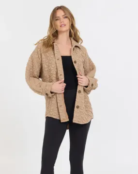 Cozy On Up Quilted Shacket Caramel
