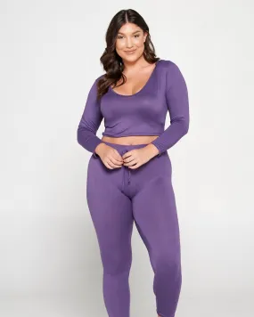 Crop Pullover Hoodie and Sweatpants Set | Dusty Wine