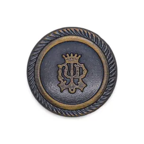 Crown Gunmetal & Antique Gold Blazer Button (Made in Germany)