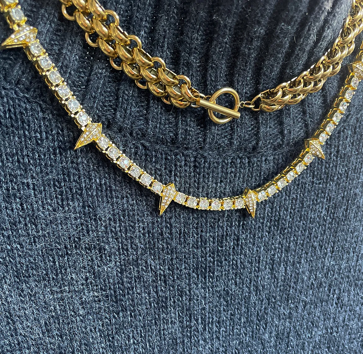 Crystal Spike Tennis Necklace