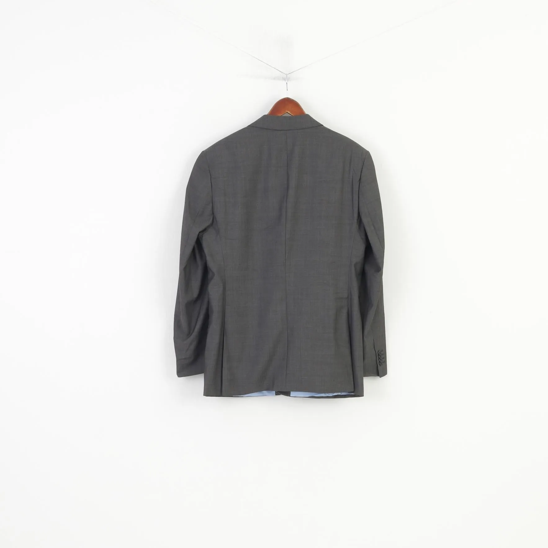 Daniel Hechter Fine Tailoring Men 44  Blazer Grey Wool Blend Single Breasted Vintage Jacket