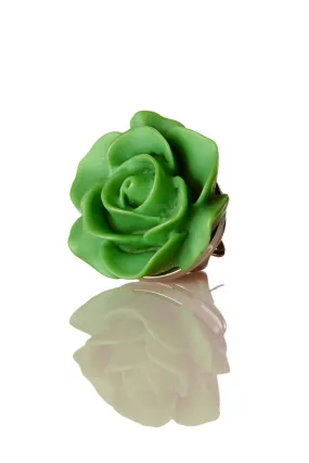 David August Open Rose Lapel Pin - Green