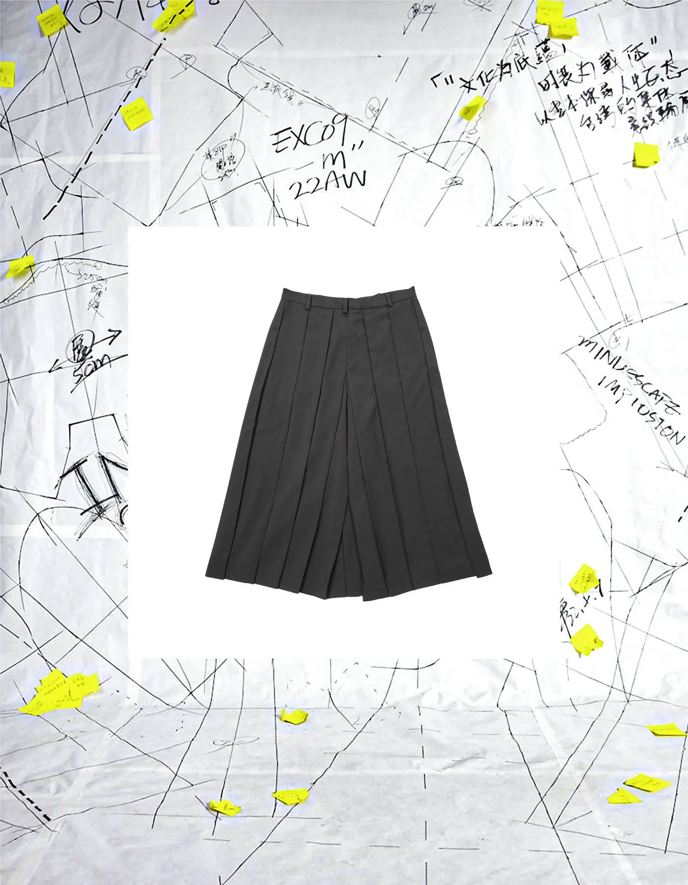Deconstructed Wide-Leg Skirt Pants With Pleats In Back