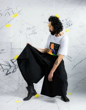 Deconstructed Wide-Leg Skirt Pants With Pleats In Back