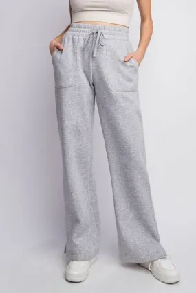 Drawstring Straight Leg Sweatpants in Heather Grey