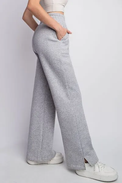 Drawstring Straight Leg Sweatpants in Heather Grey
