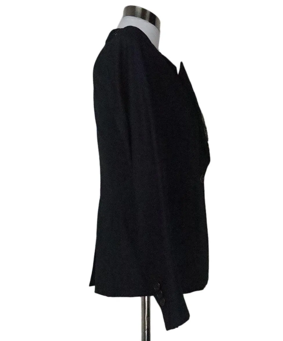 Dries Van Noten Navy Embroidered Jacket sz 2