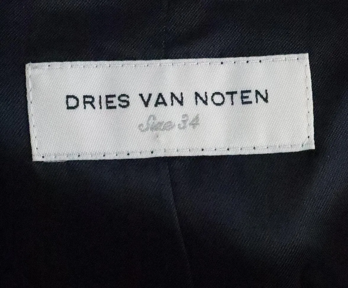 Dries Van Noten Navy Embroidered Jacket sz 2
