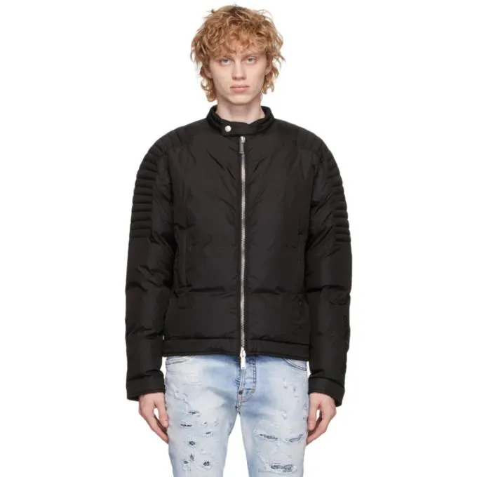 Dsquared2 Black Nylon Biker Puffer Jacket