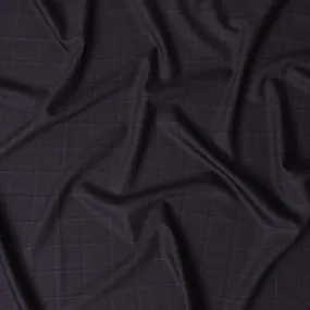 Elegant Aubergine Super 130's Wool Fabric - Italian Check Pattern, 150cm Width - D18240