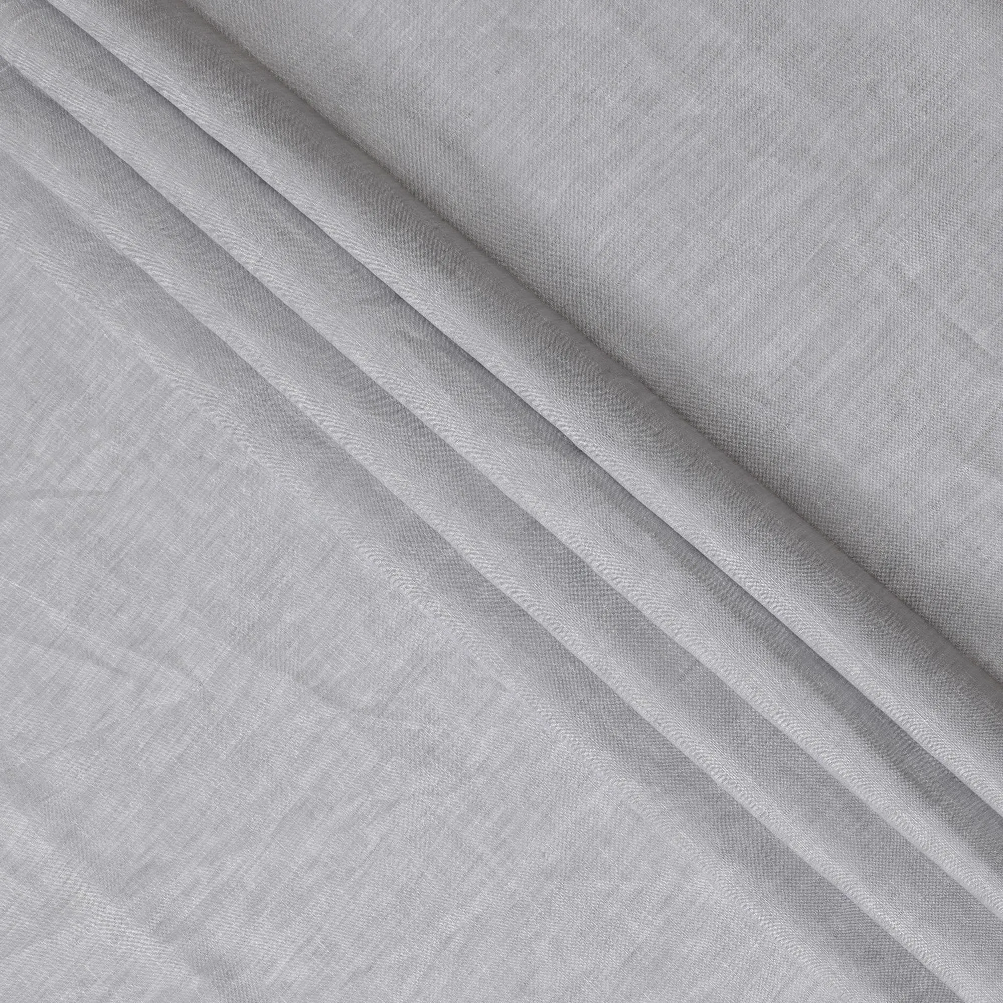 Elegant Light Gray Pure Linen Fabric - 60 Lea, 140 cm Wide-D19395