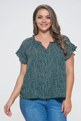 Eliza Plus Size Ruffle Short Sleeve Blouse