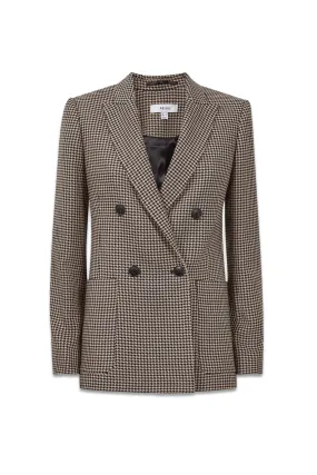 Ella Double Breasted Wool Dogtooth Blazer