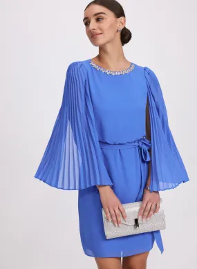 Embellished Cape Sleeve Dress