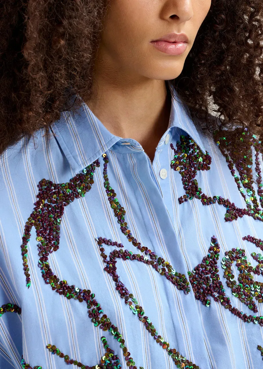 Esend Sequin Striped Button Down