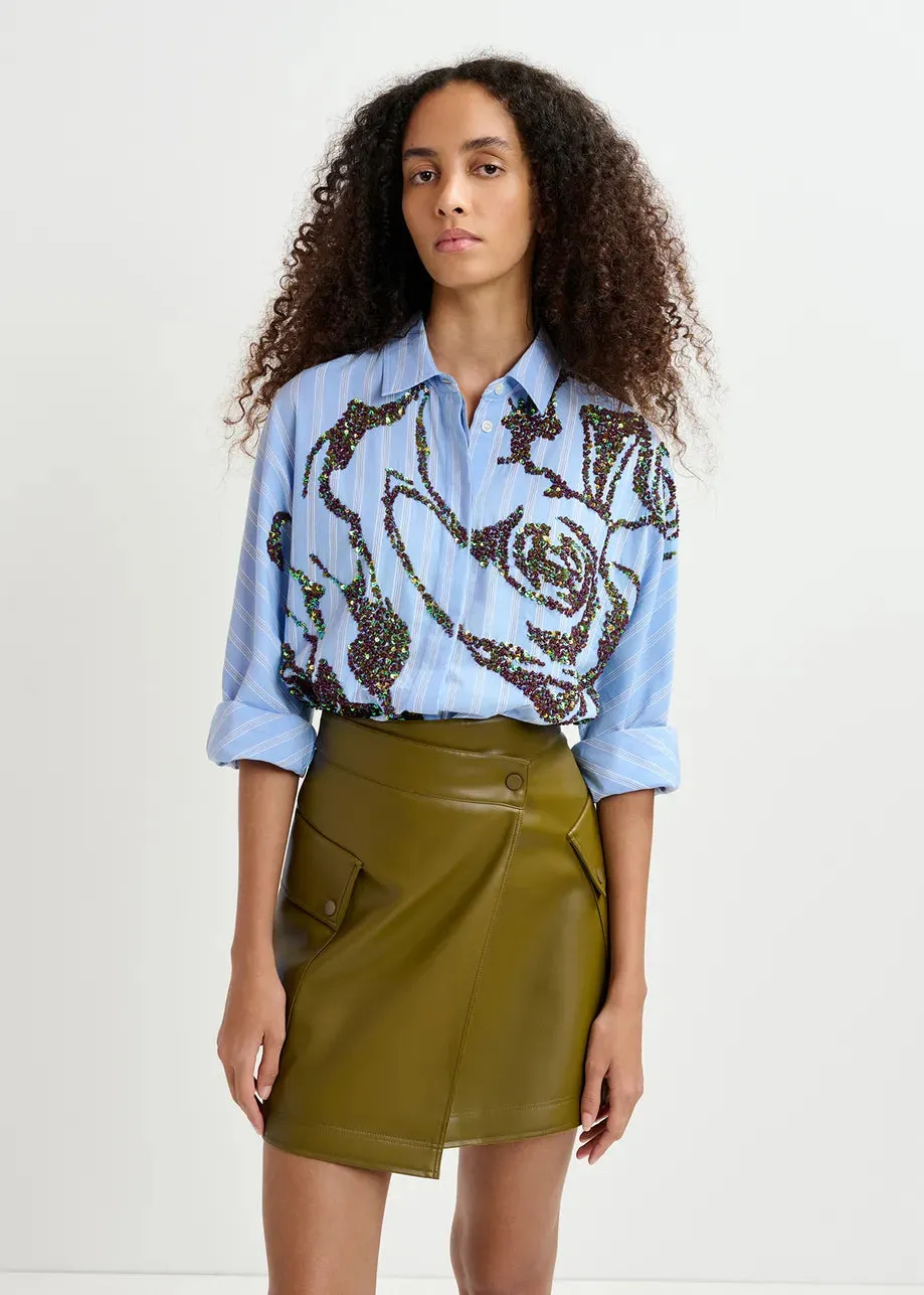 Esend Sequin Striped Button Down