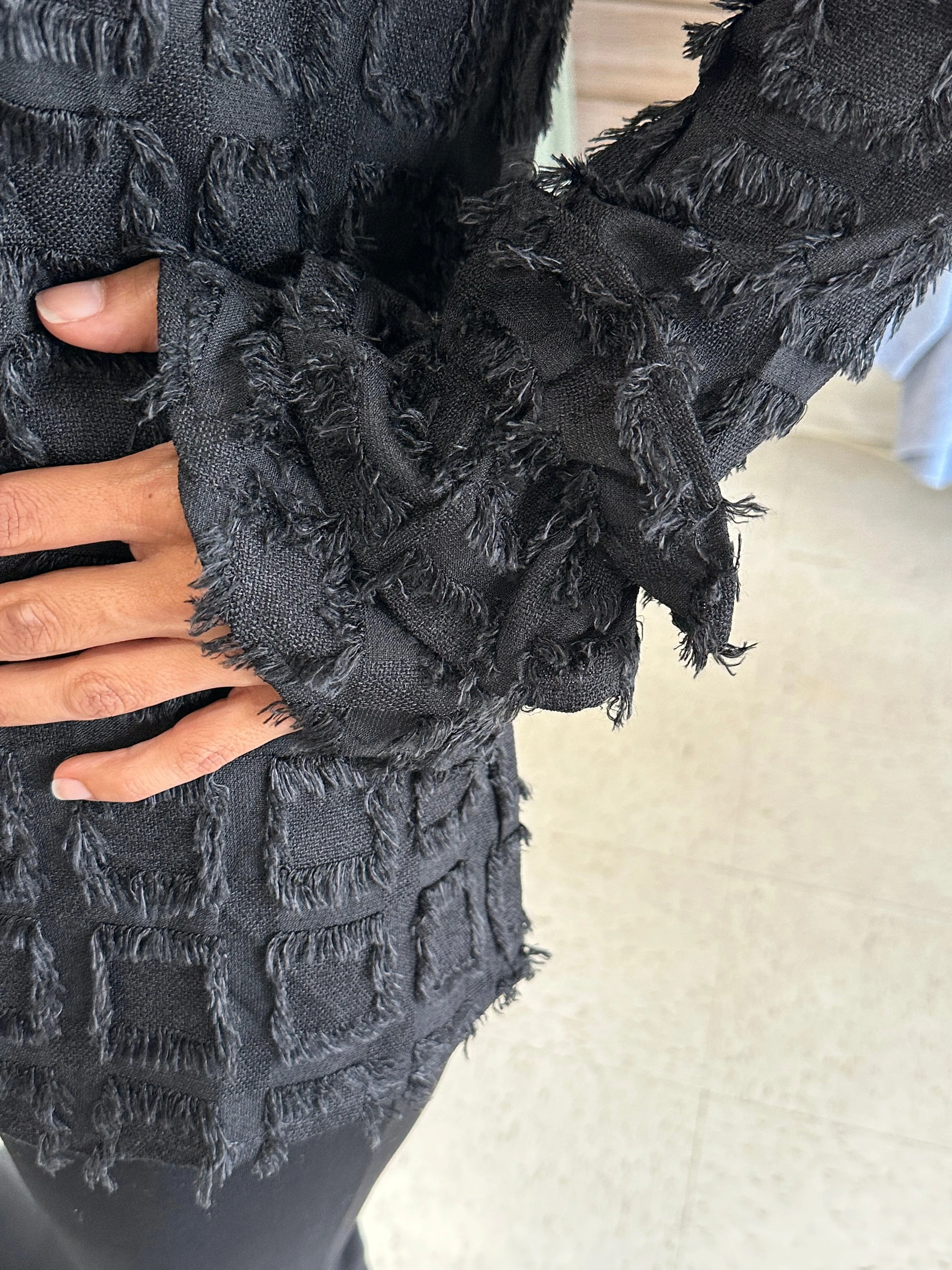 Fringed Black Party Top