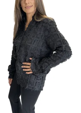 Fringed Black Party Top