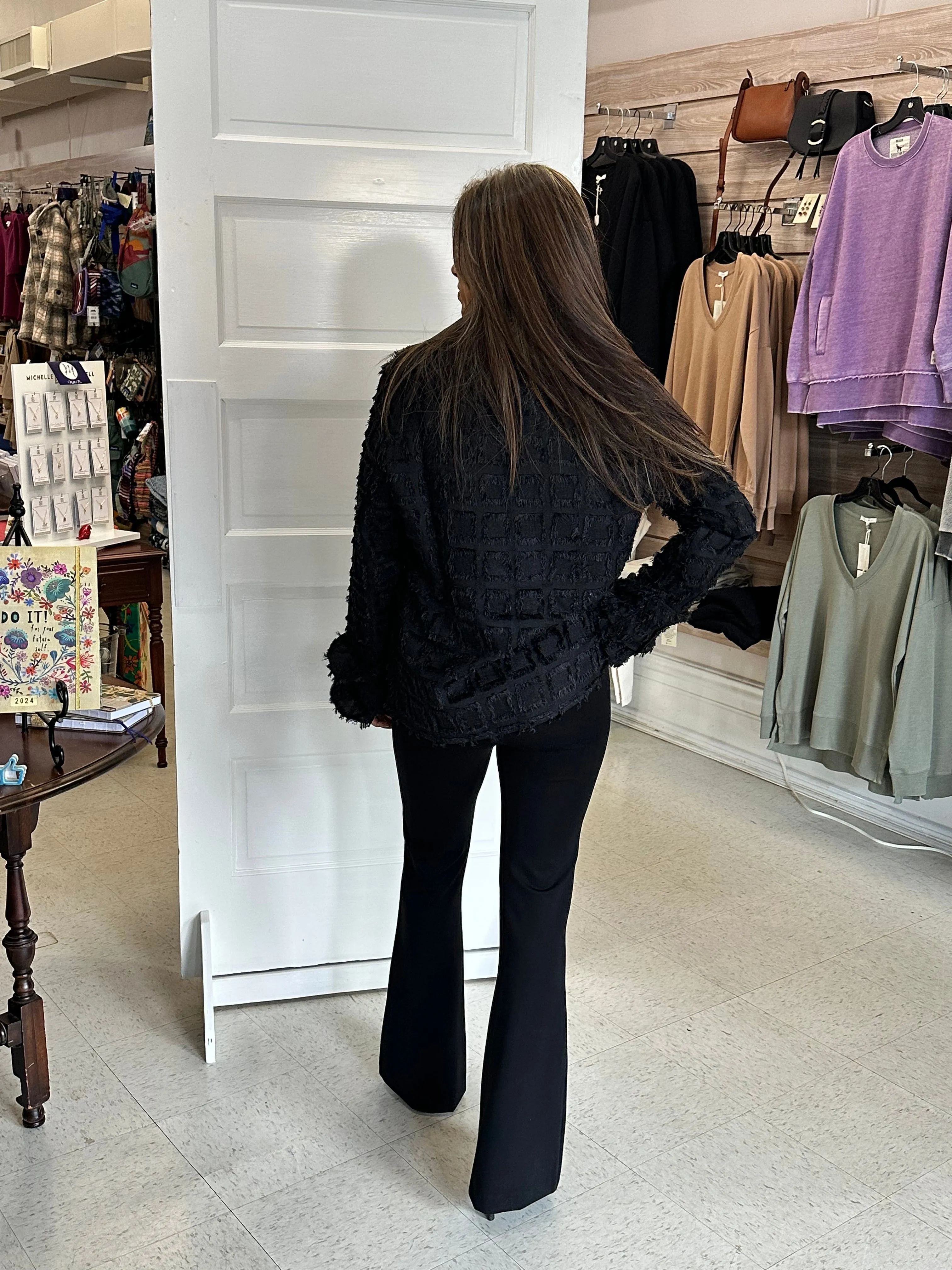 Fringed Black Party Top