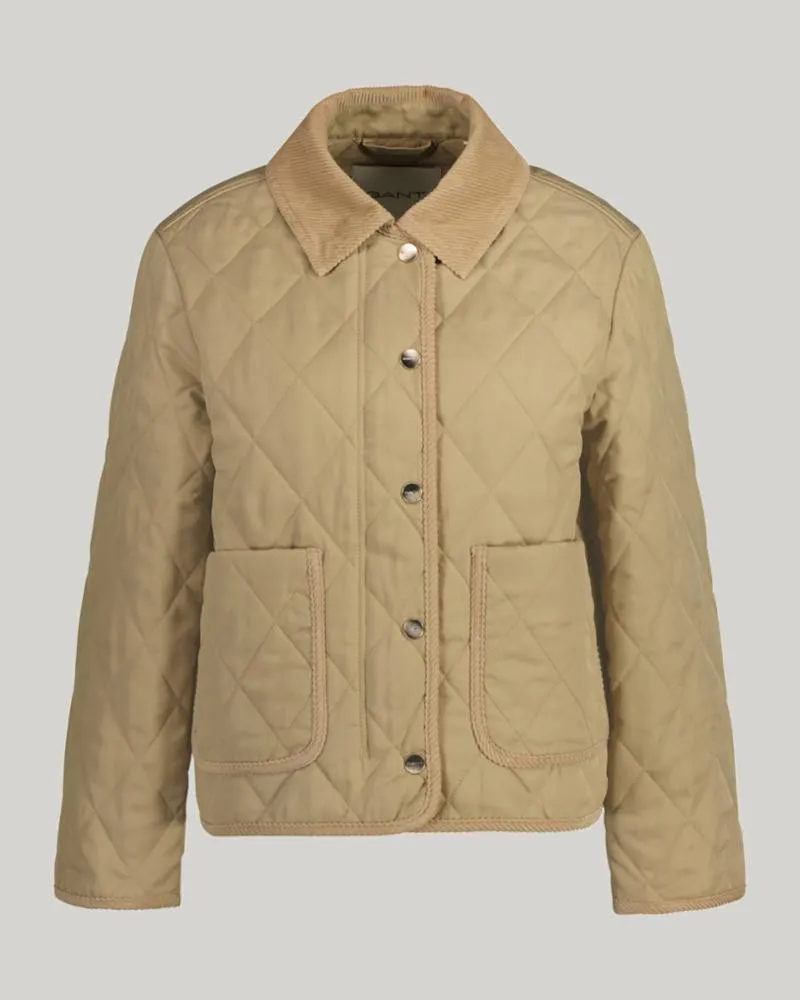 Gant Apparel Womens QUILTED JACKET WITH CORD DETAILS 248/DARK KHAKI
