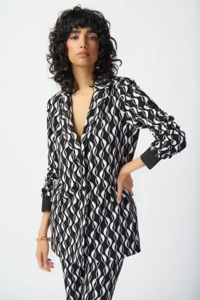 Geometric Print Silky Knit Blazer