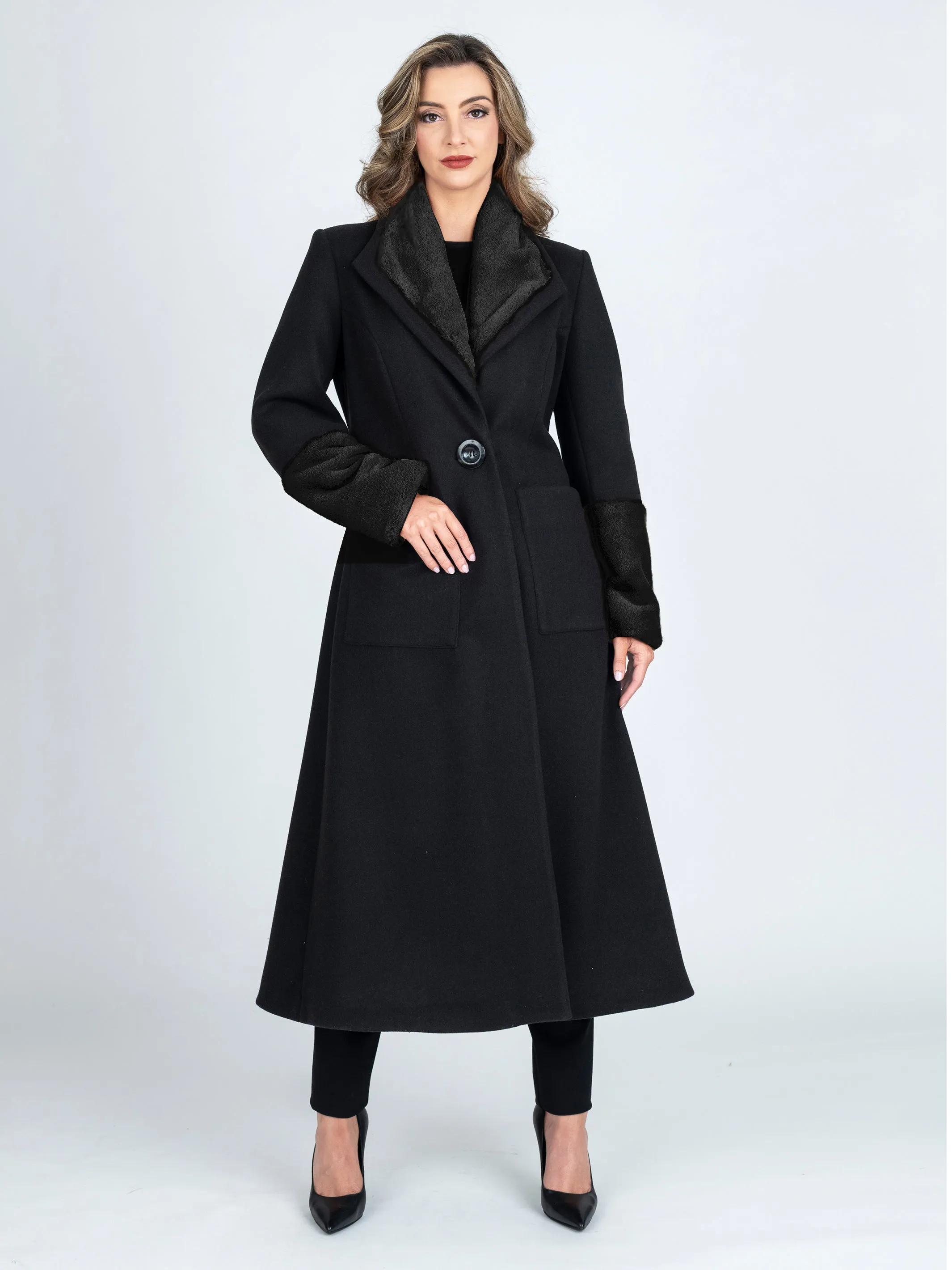 GLASGOW Longline Fur Trimmed Coat
