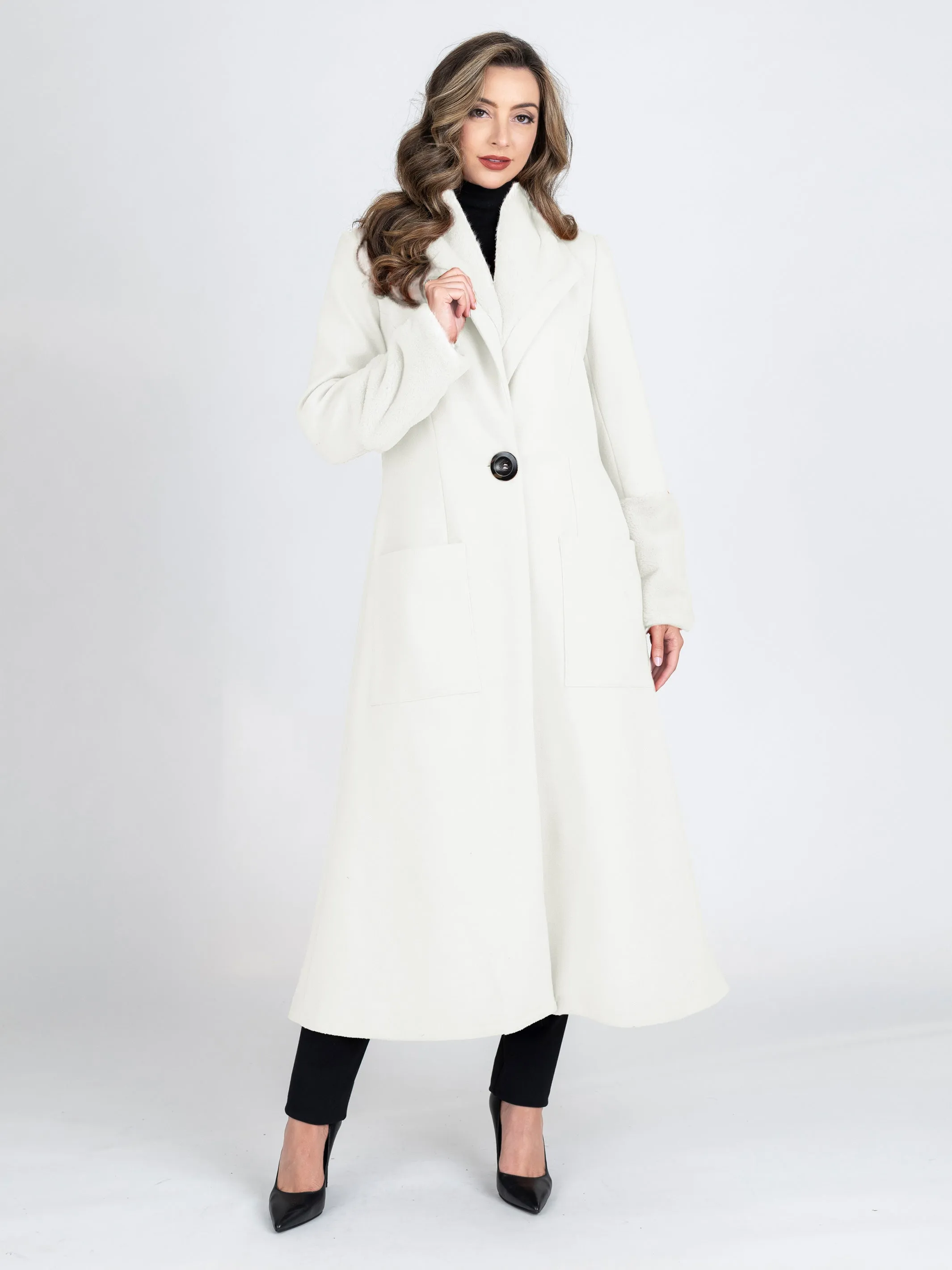 GLASGOW Longline Fur Trimmed Coat