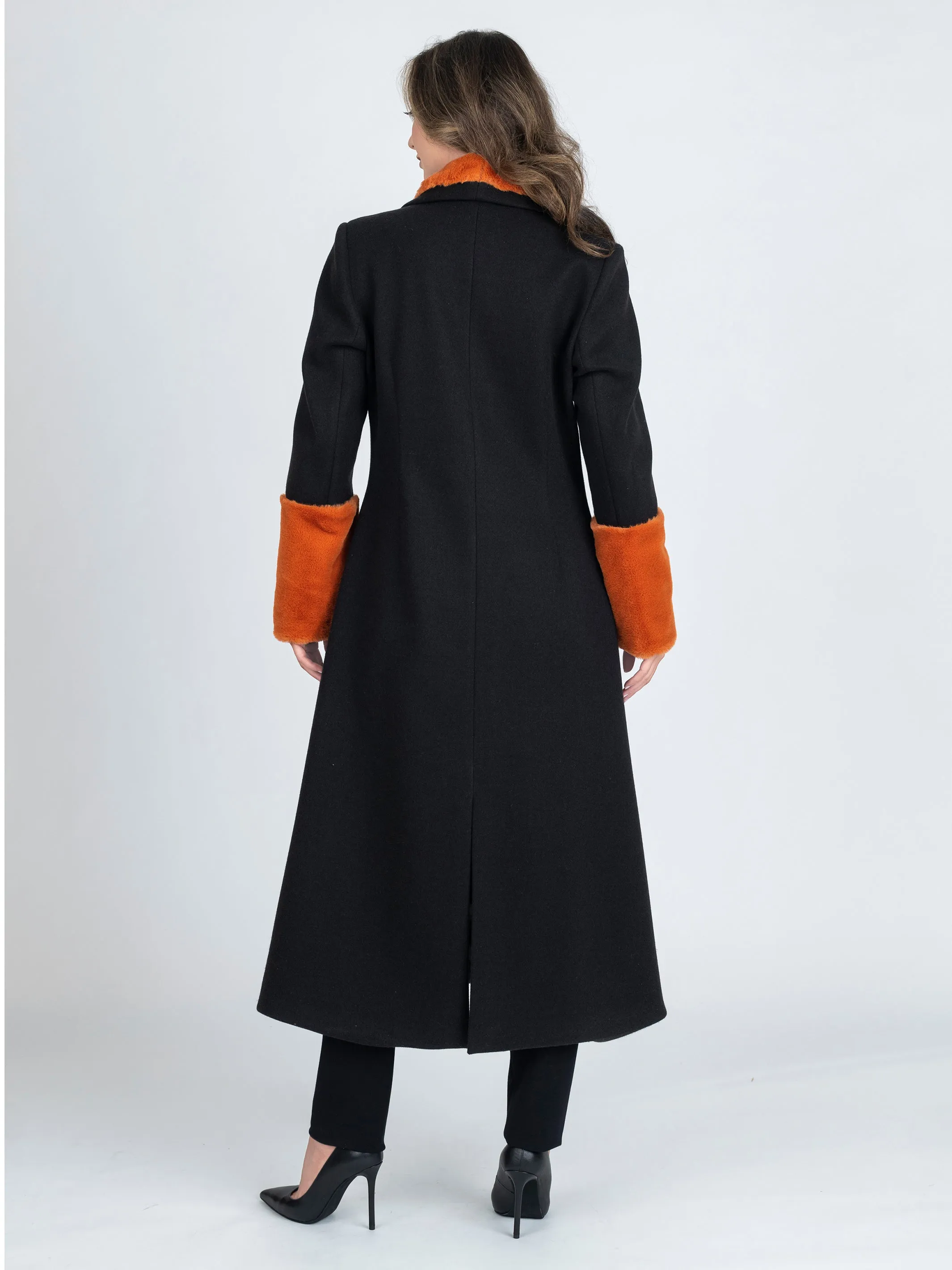 GLASGOW Longline Fur Trimmed Coat