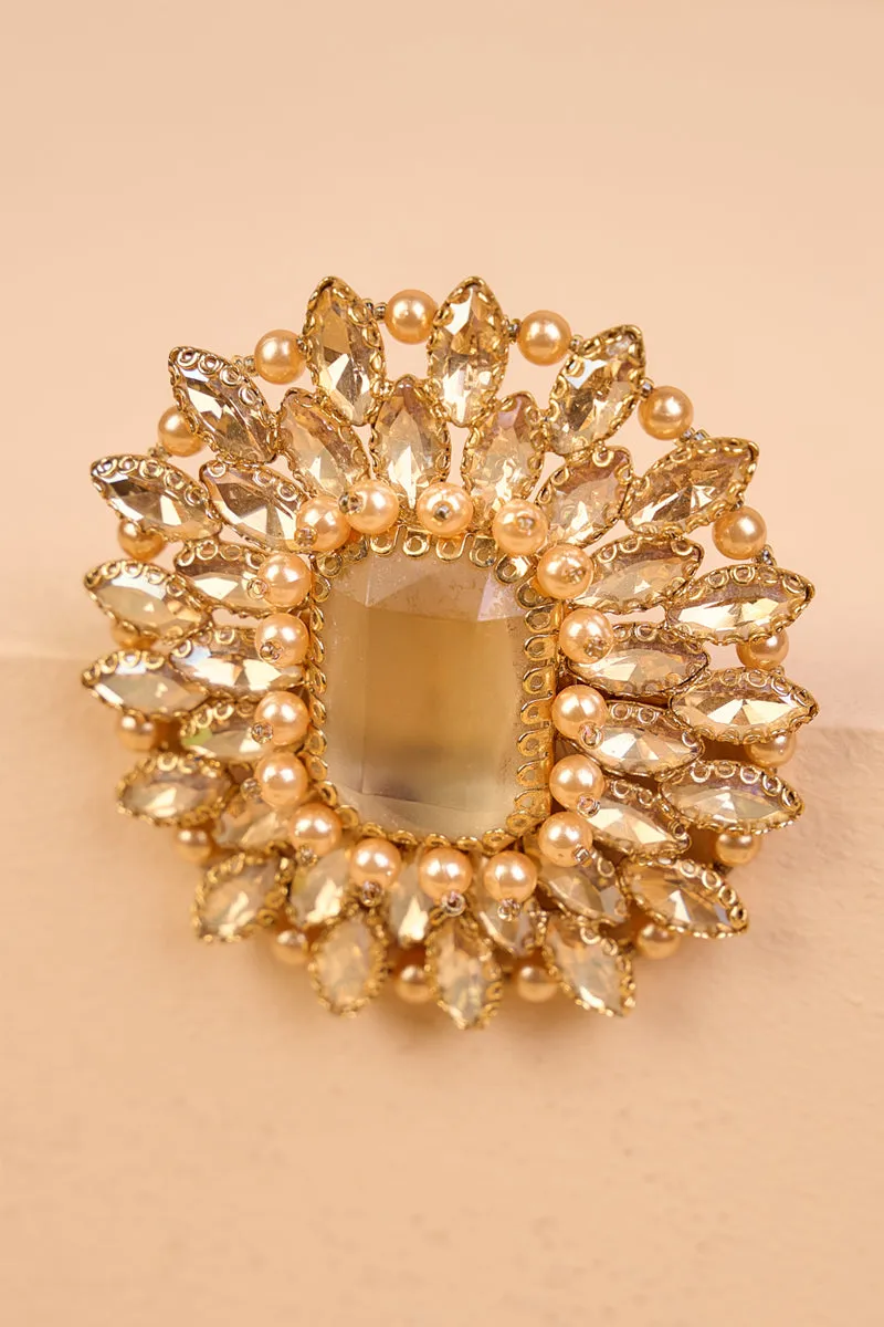 Gold Crystal Encrusted Brooch