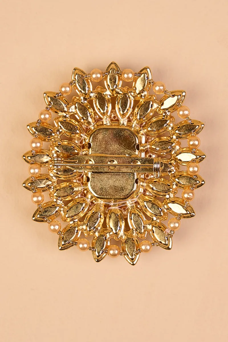 Gold Crystal Encrusted Brooch