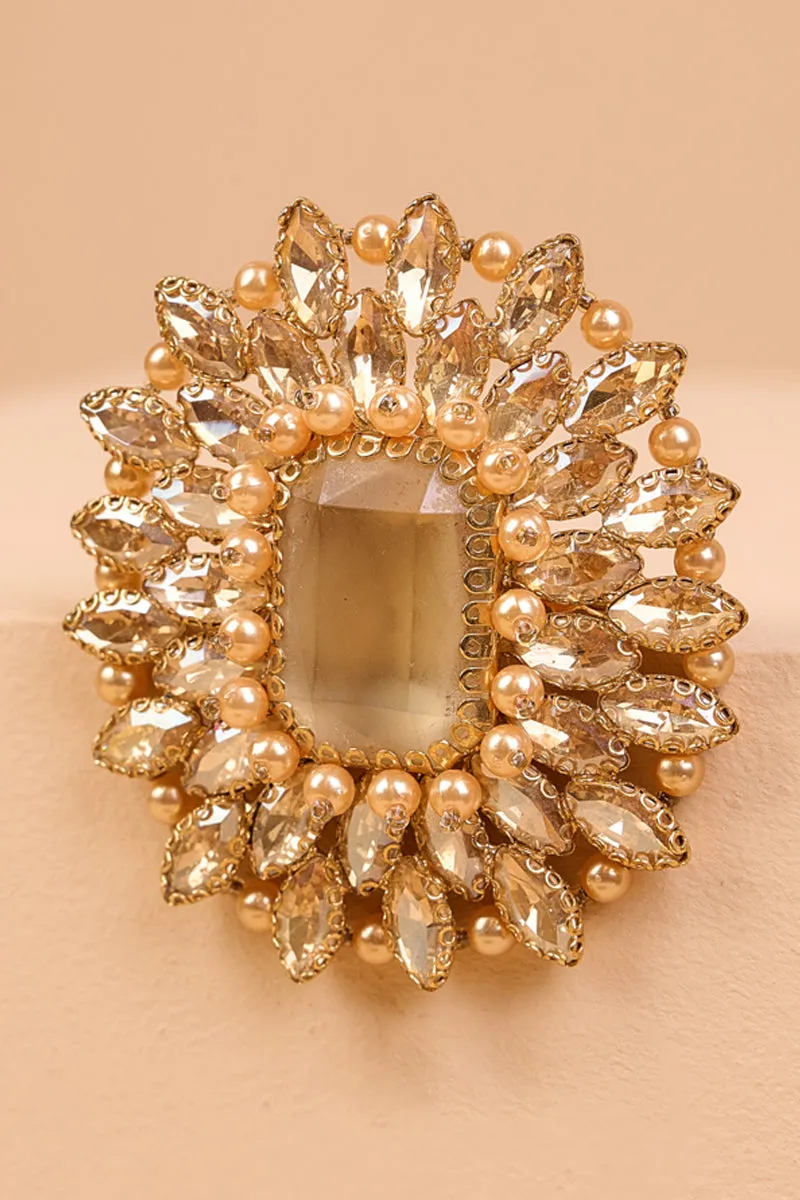 Gold Crystal Encrusted Brooch