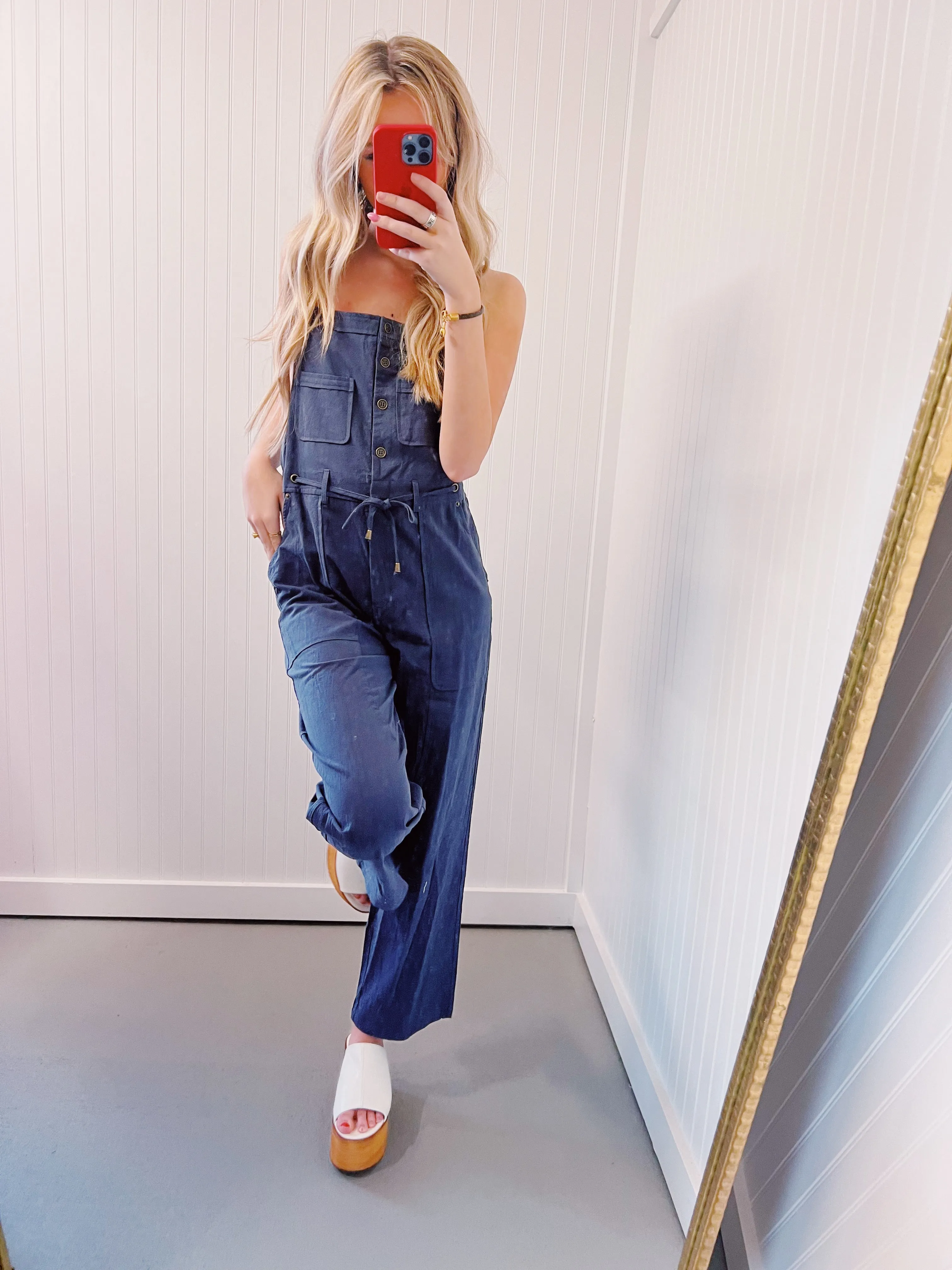 Good Vibes Only Utility Jumpsuit - Denim Blue