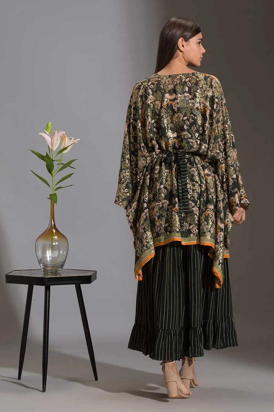 Green Tiered Jumpsuit & Sequin Jacket Set