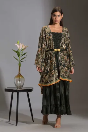 Green Tiered Jumpsuit & Sequin Jacket Set