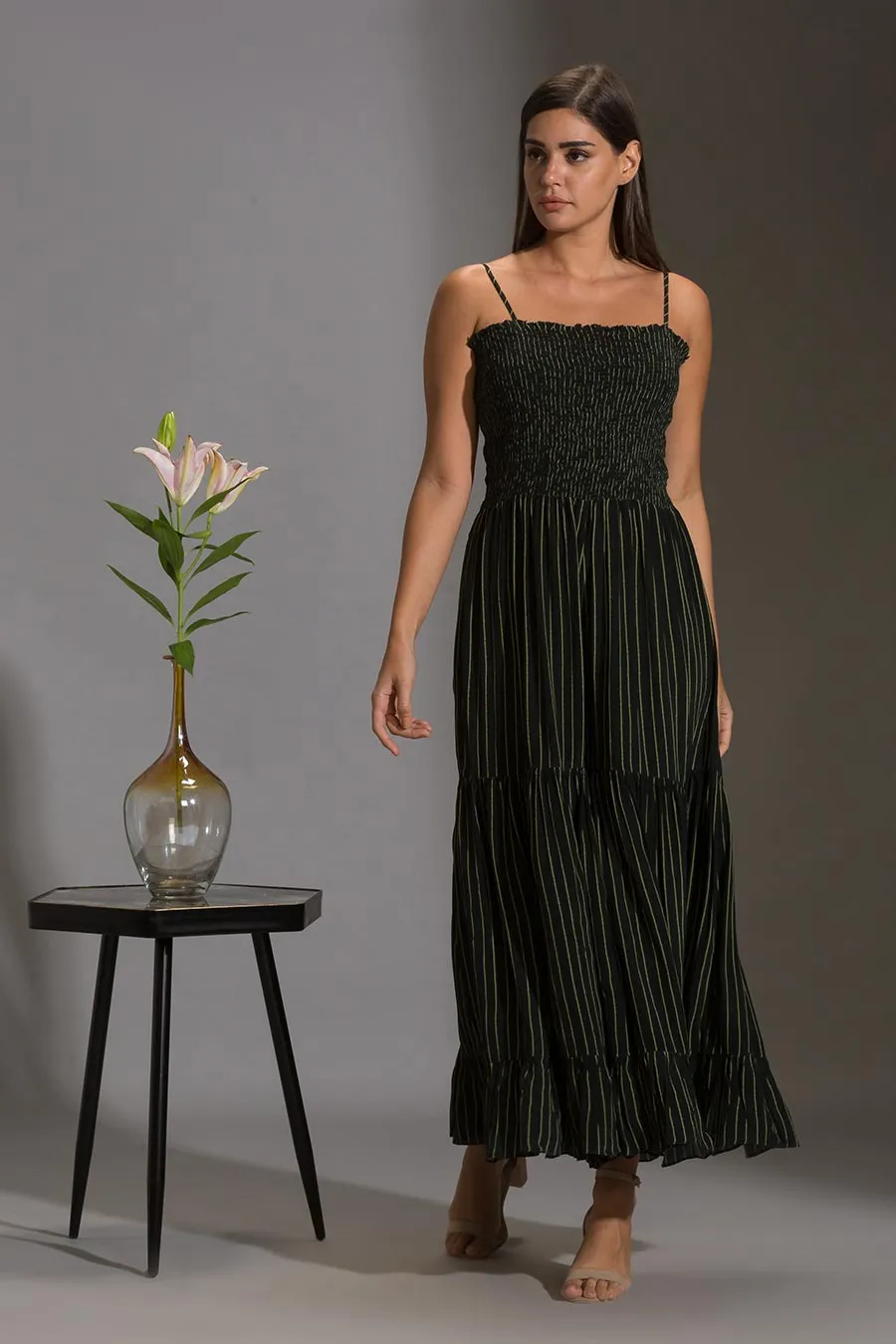Green Tiered Jumpsuit & Sequin Jacket Set
