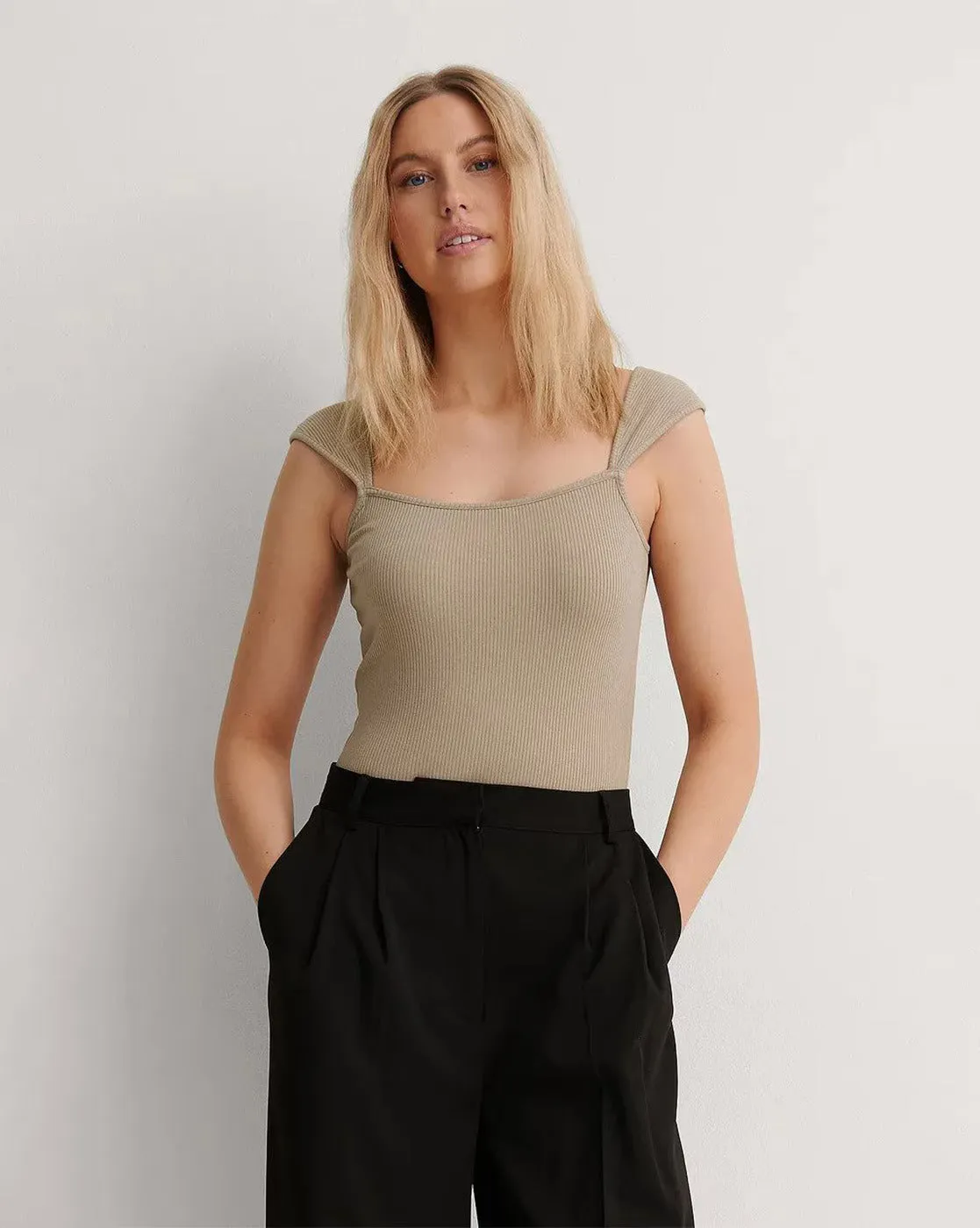 GRWM Square-Neck Singlet Top For Women