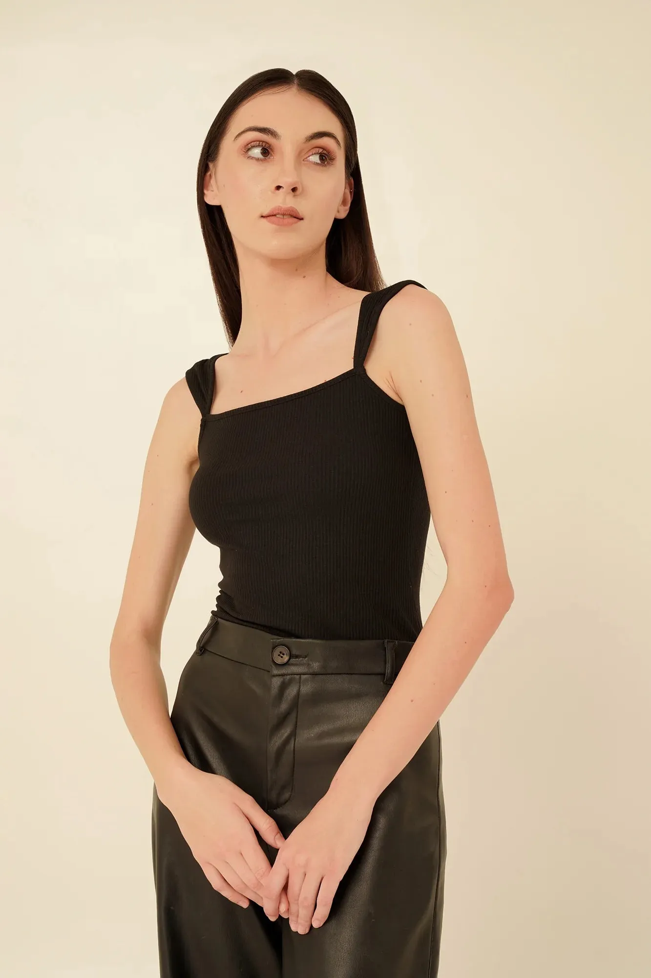 GRWM Square-Neck Singlet Top For Women