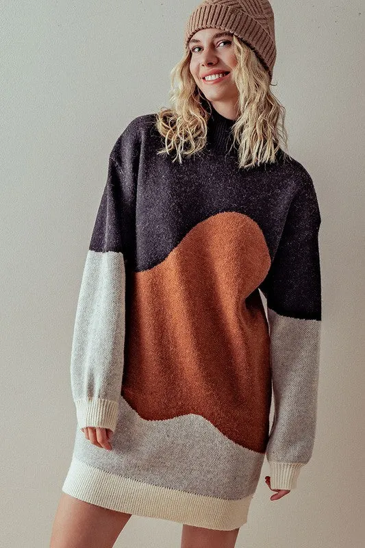 Heavy Knit ColorBlock Sweater Dress