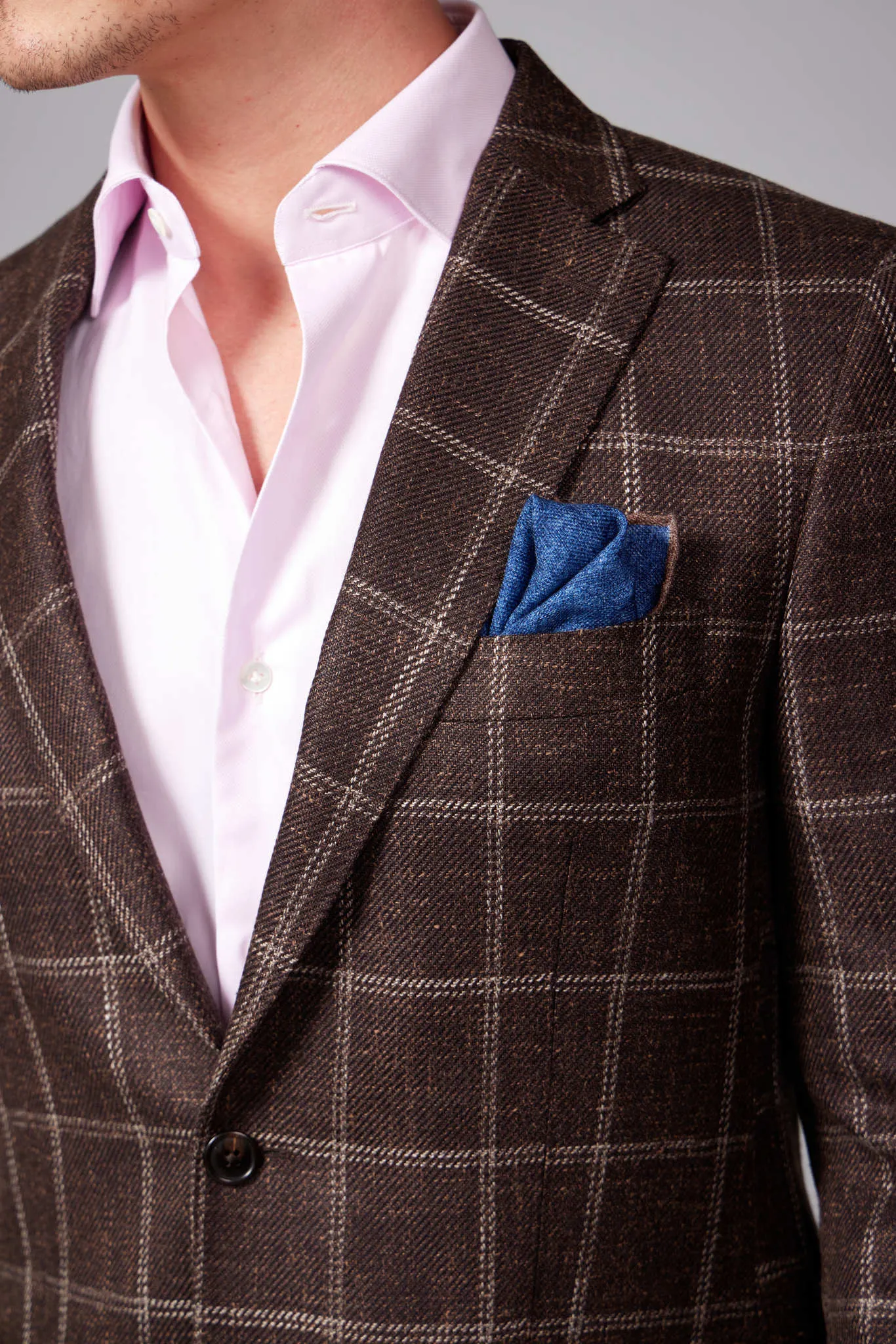 HENRY SARTORIAL Loro Piana 1/2 Canvas Blazer BROWN CHECK REG